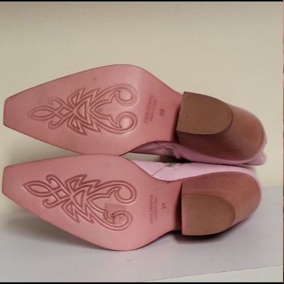 Free People Brayden Western Boot Leather Rose Pink 39/9 NEW - Picture 3 of 5